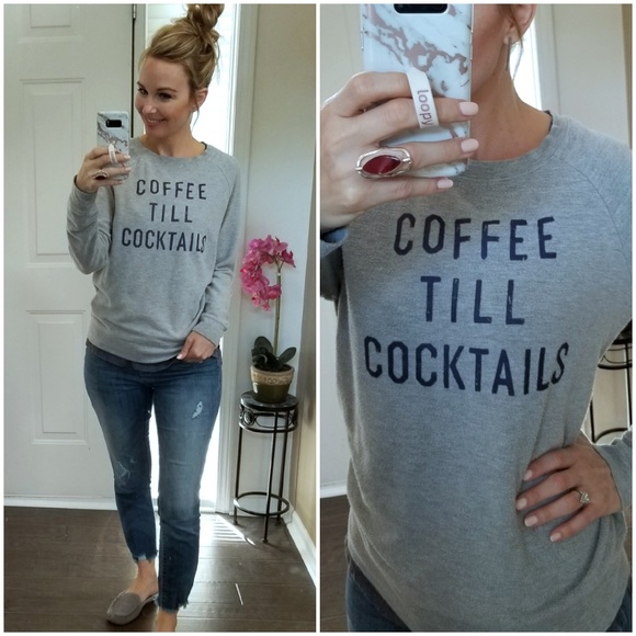 Grayson/Threads Tops - "Coffee till Cocktails" Vintage-Look Sweatshirt